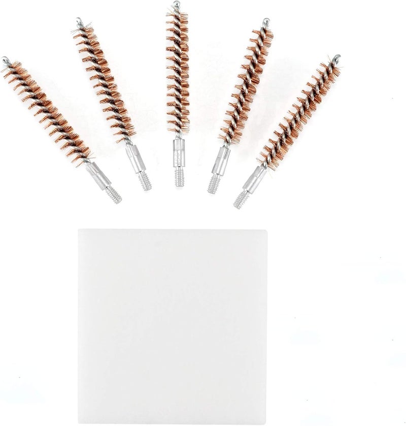 BOOSTEADY 5 Pcs Phosphor Bristle Bronze Bore Gun Cleaning Brush for Pistol Shotgun with 50 Professional Square Patches Multi-Caliber - Image 2
